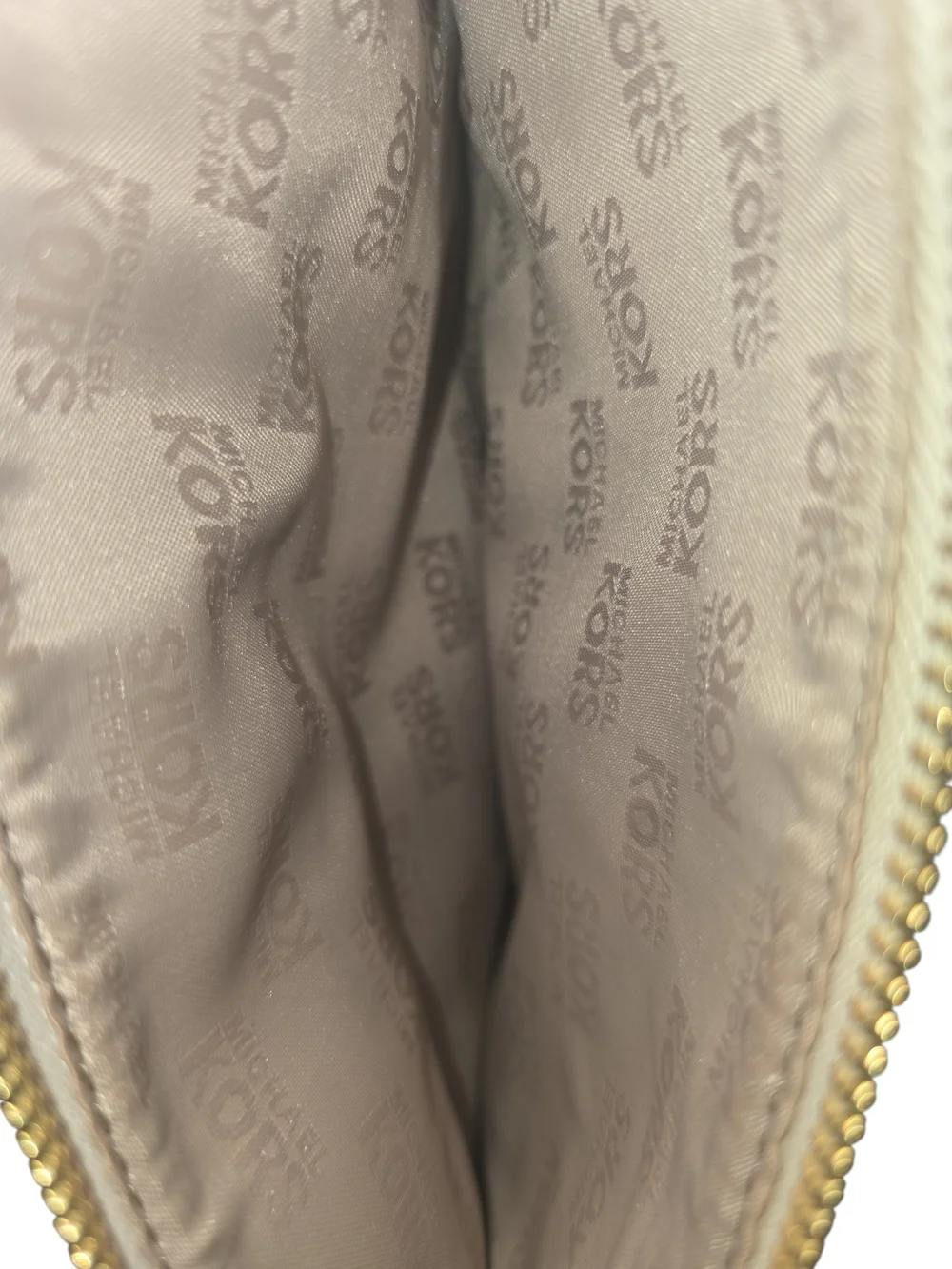 Michael Kors Jet Set Double-Zip Beige Logo Crossbody with Pale Tan Strap